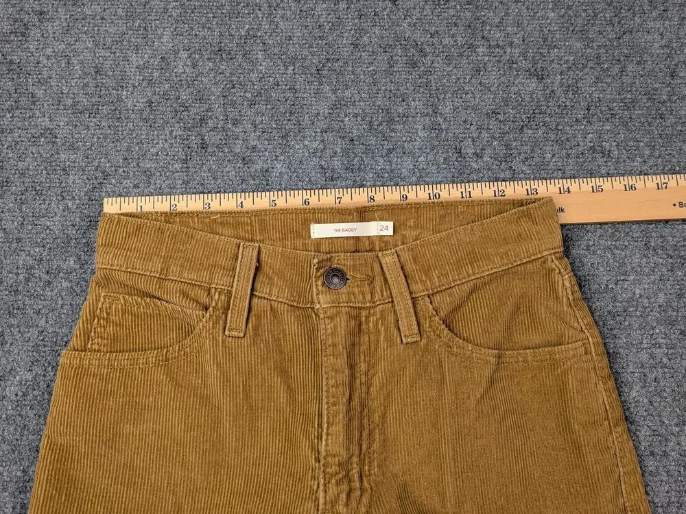 Levis Pants Womens 24 Brown Corduroy 94 Baggy High Rise Straight Khakis